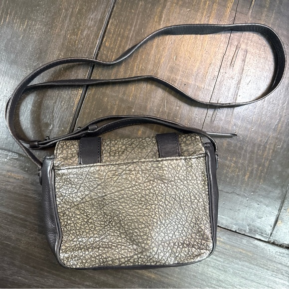 Rag & Bone Pilot Textured Leather Crossbody Black/Iron Mini Messenger Bag - Picture 2 of 16